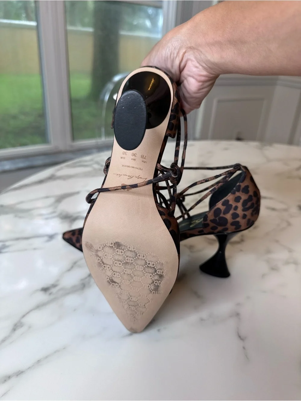 Leopard Lace-Up Pointed Toe Pumps - Brown/Black